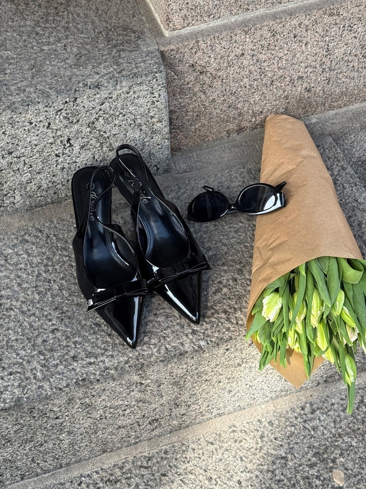 Abbey Bow Slingback - Black
