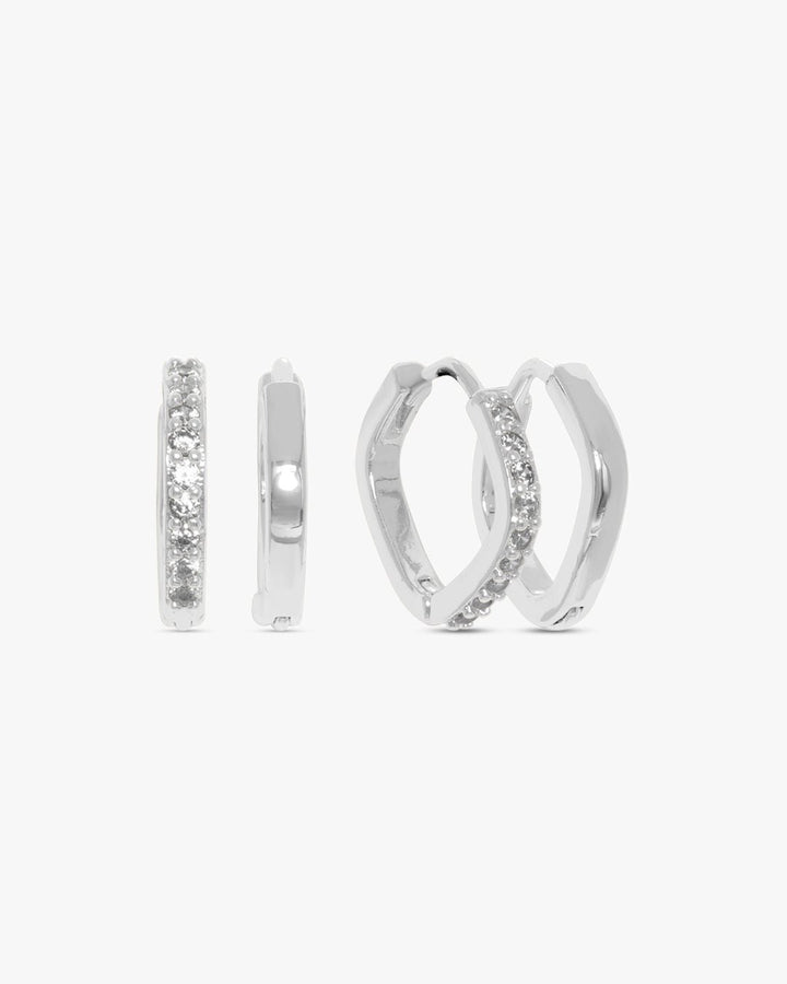 Amelia Square Earring 2-pack - Silver Plated