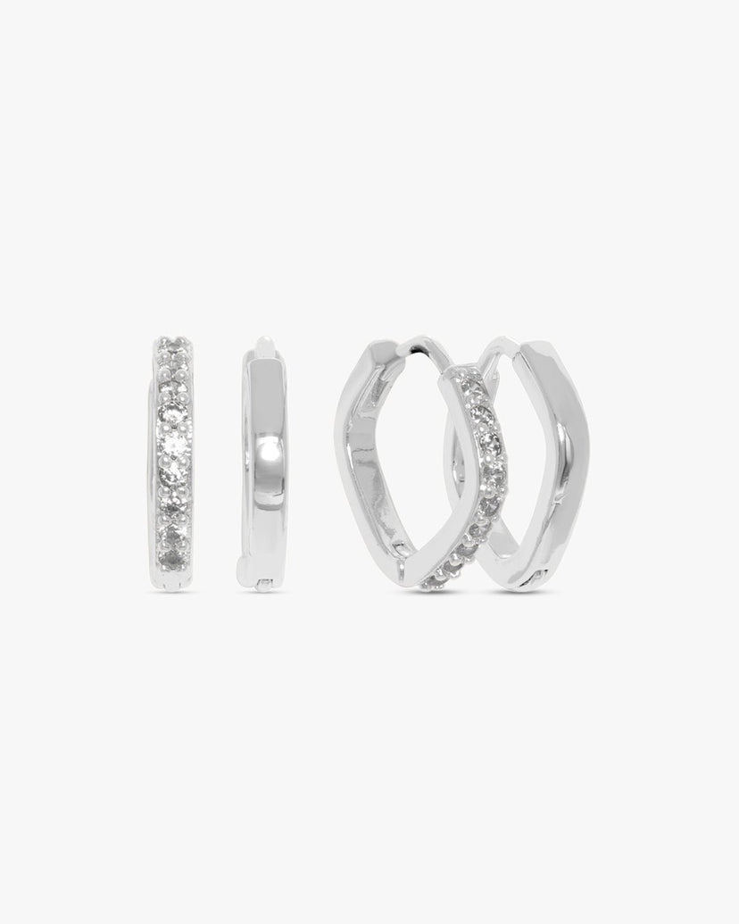 Amelia Square Earring 2-pack - Silver Plated