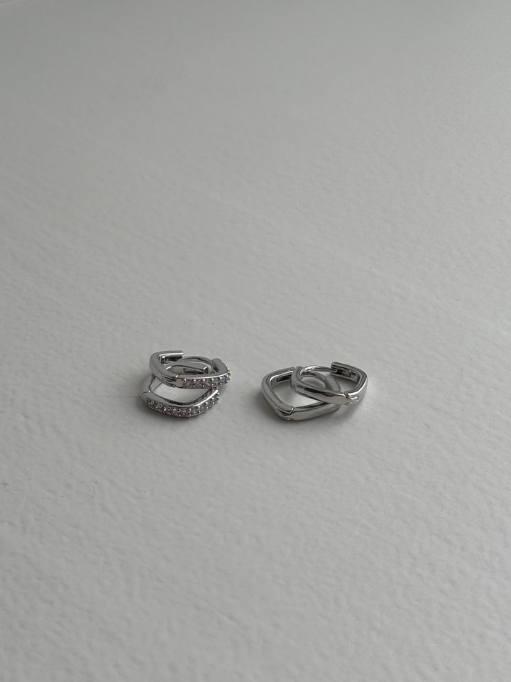 Amelia Square Earring 2-pack - Silver Plated