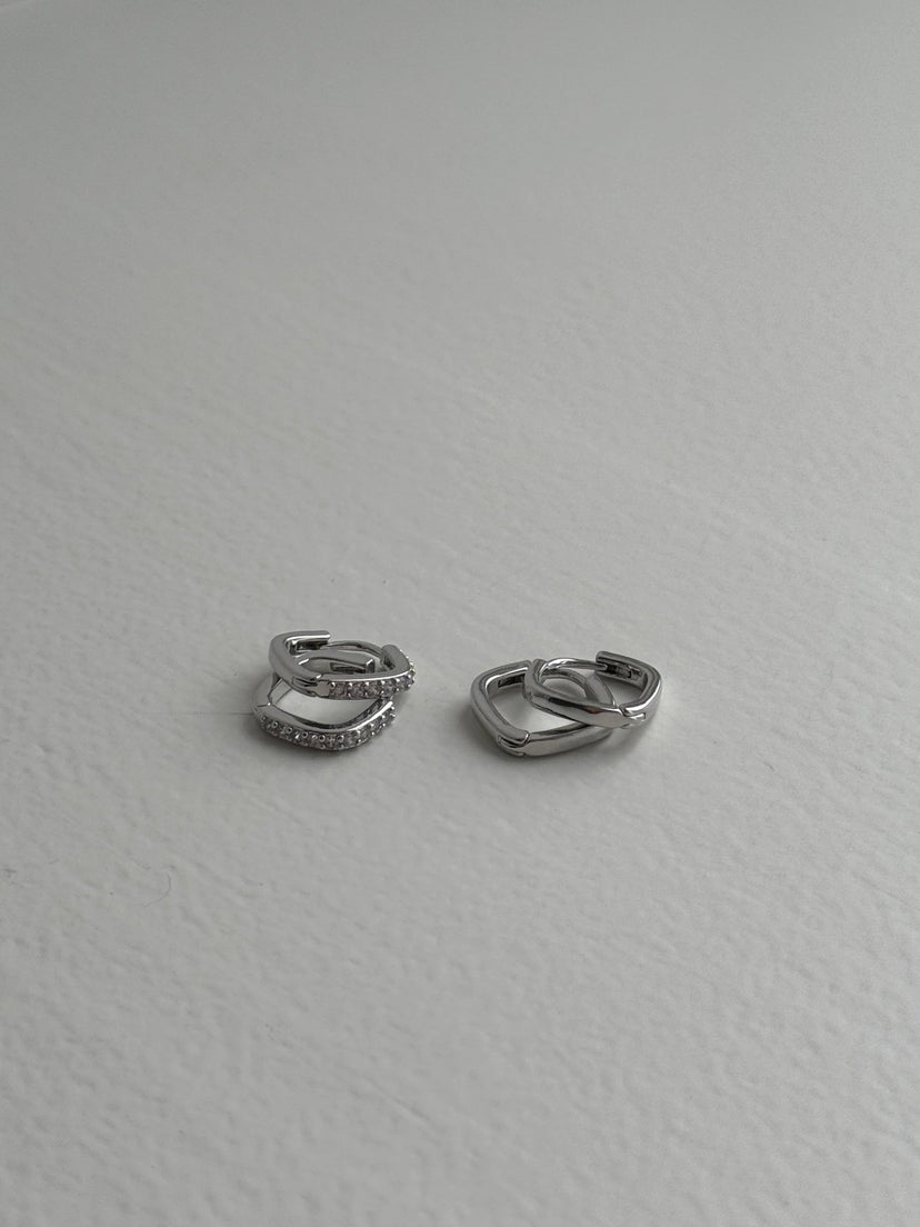 Amelia Square Earring 2-pack - Silver Plated
