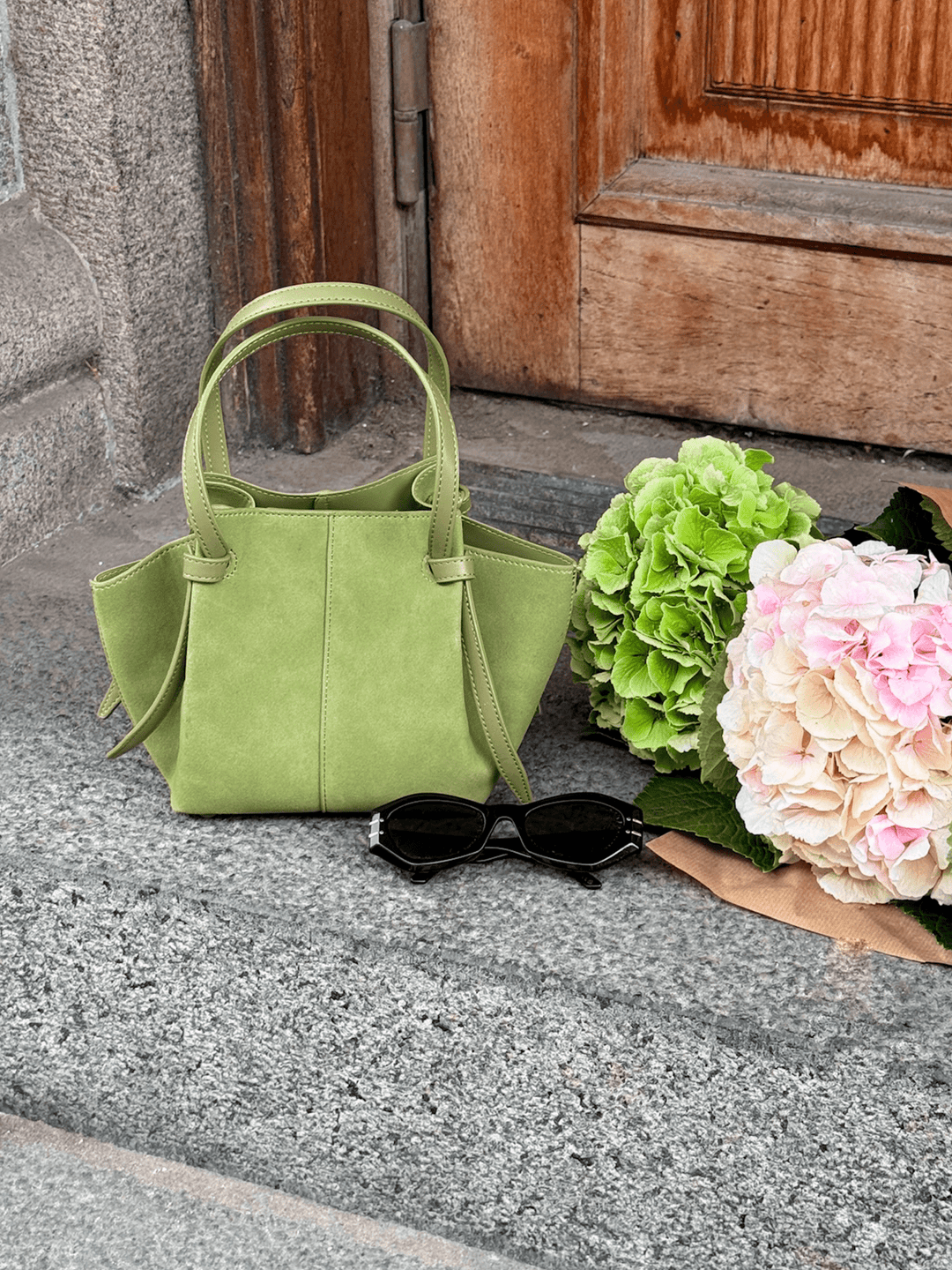 Andrea Faux Suede Mini Strap Bag - Pistachio