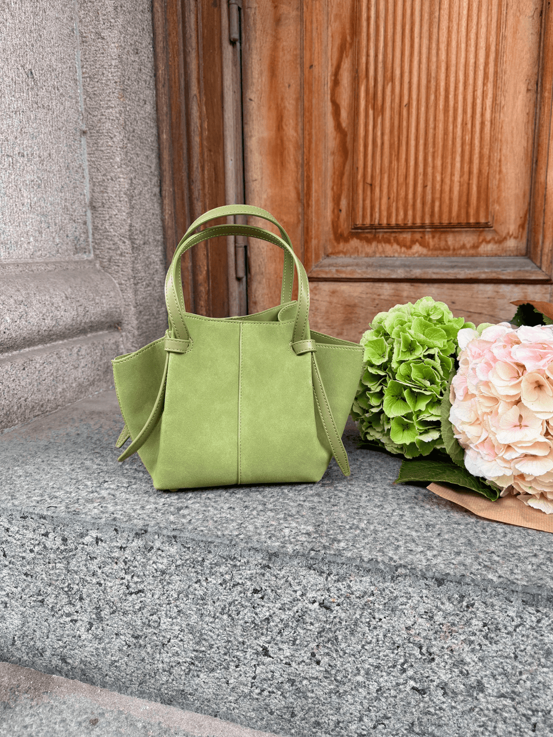 Andrea Faux Suede Mini Strap Bag - Pistachio