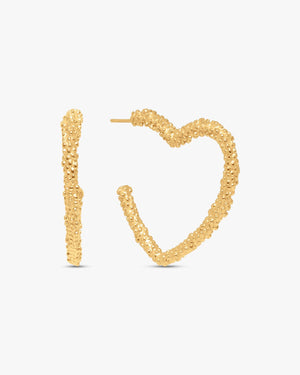 Annemone Heart Earring - Gold Plated