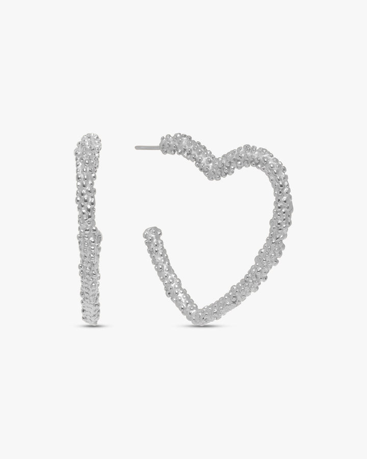 Annemone Heart Earring - Silver Plated
