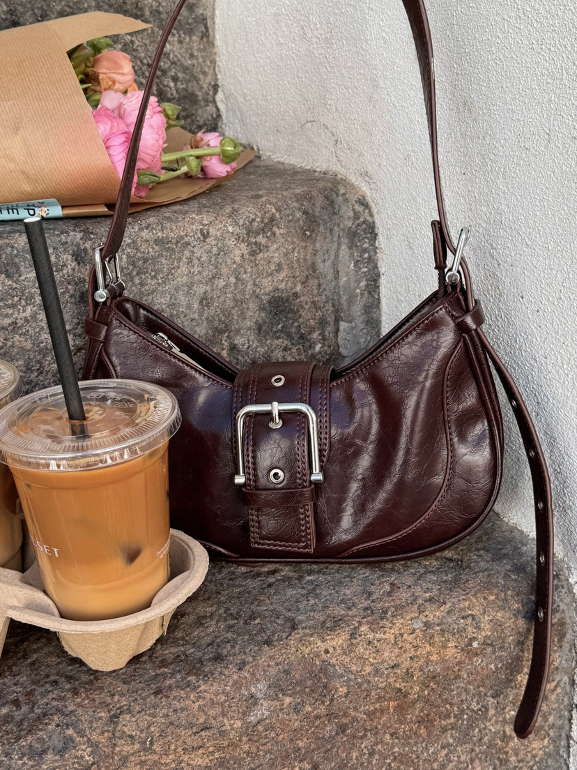 Asta Buckle Bag - Dark Brown