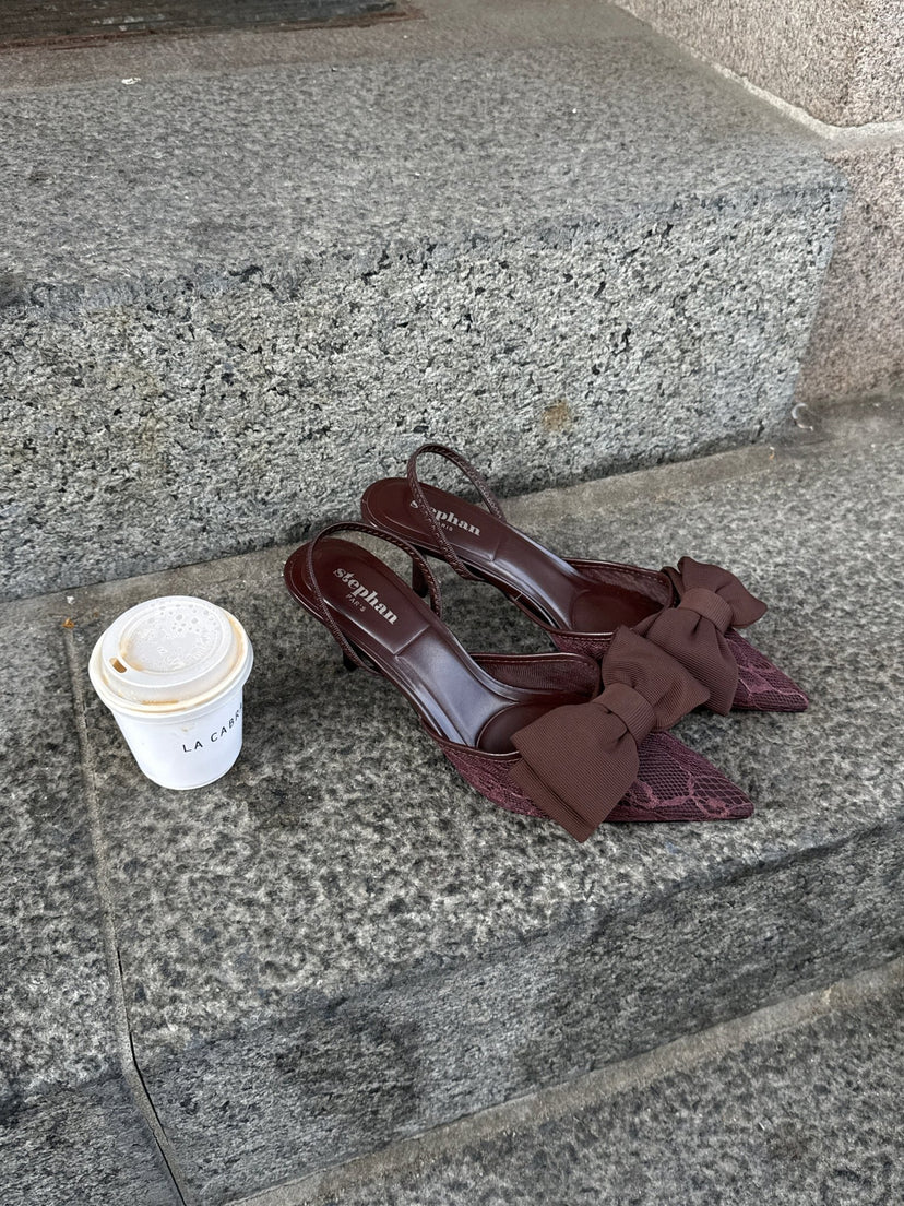 Bailey Bow Slingback - Dark Brown