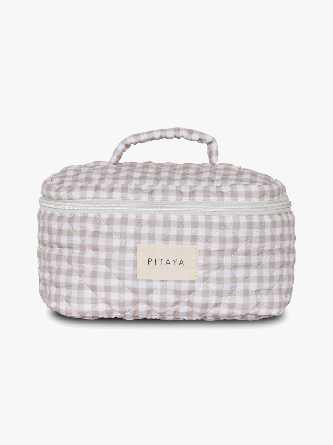 Large Makeup Bag - Beige Checker