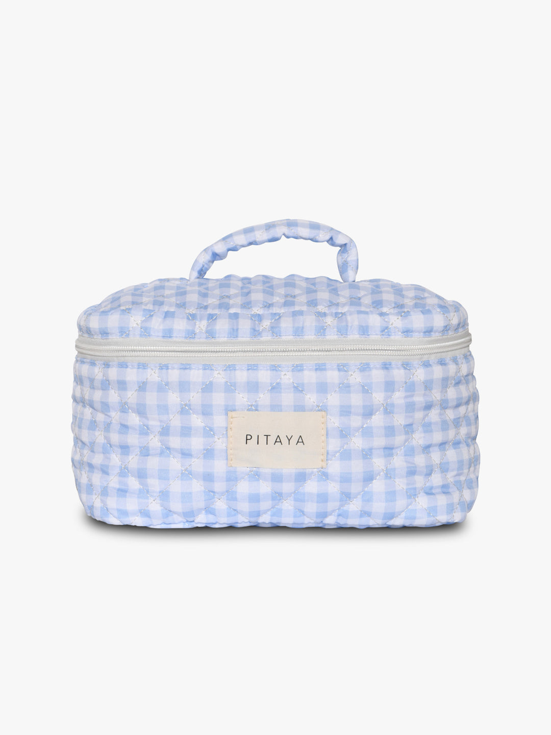 Large Makeup Bag - Blue Checker