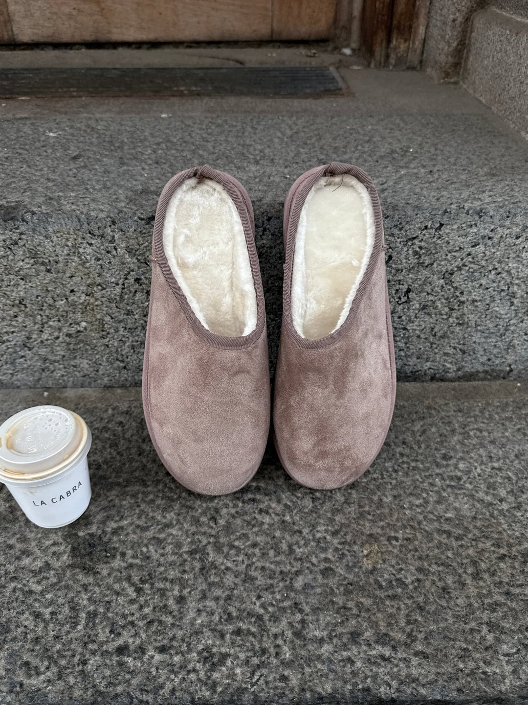 Carly Teddy Slippers - Warm Grey