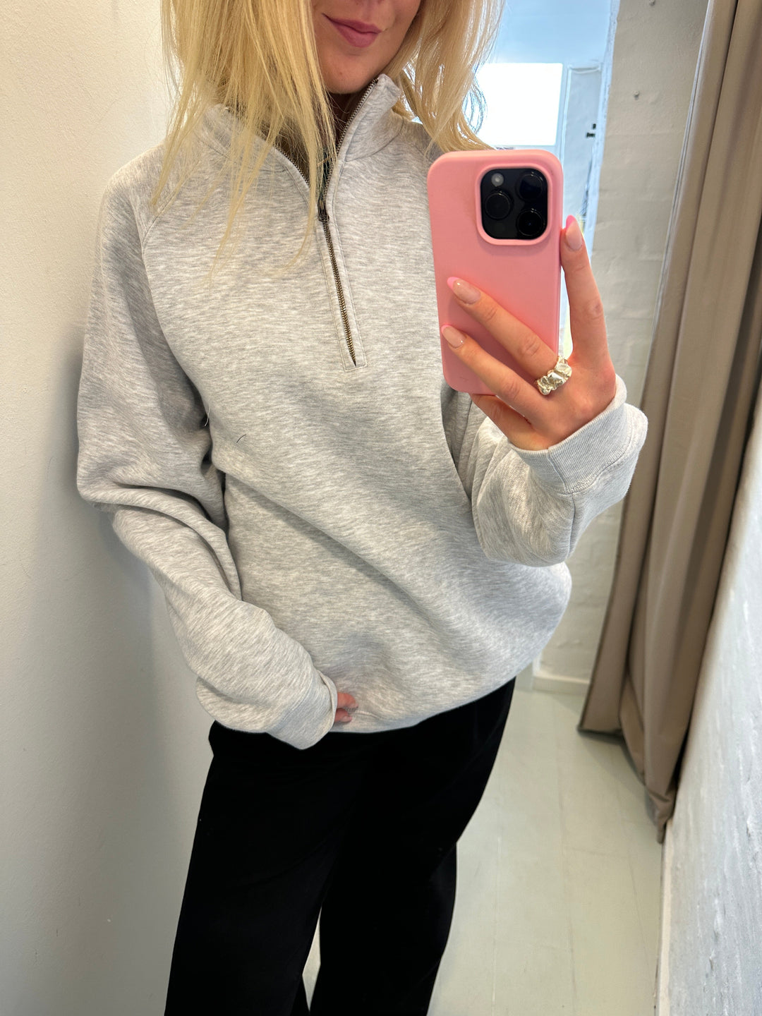 Preloved Half zip sweatshirt, Fruit of The Loom - Grey