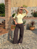 Dianna Low Waist Pants - Chocolate Brown