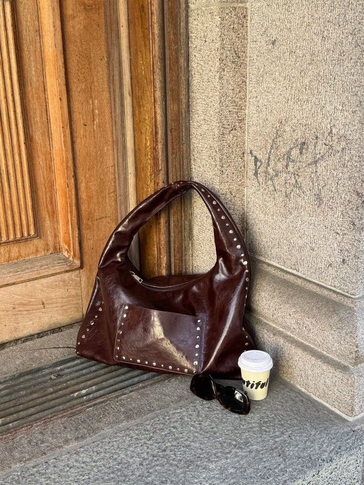 Ella Stud Bag - Dark Brown