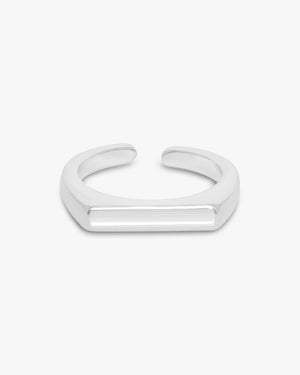 Filine Square Adjustable Ring - Silver Plated