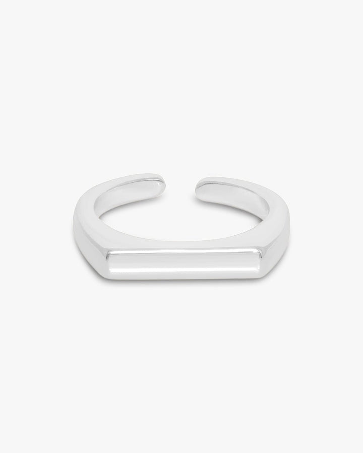 Filine Square Adjustable Ring - Silver Plated