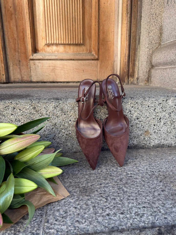 Filucca Faux Suede Slingbacks - Dark Brown