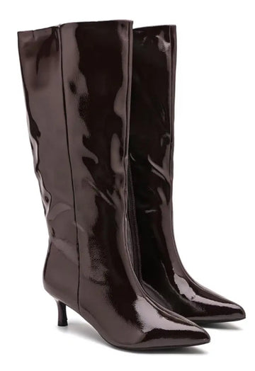 Celina Kitten Heel Boots - Burgundy