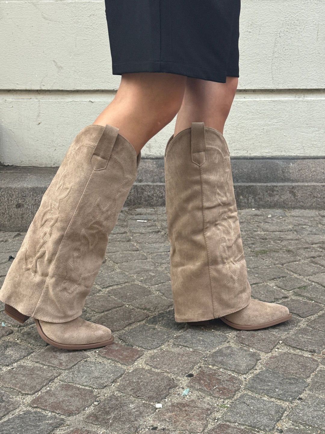 Katrine Faux Suede Boots - Taupe