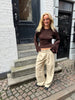 Klara Long Sleeve Waisted Top - Chocolate Brown