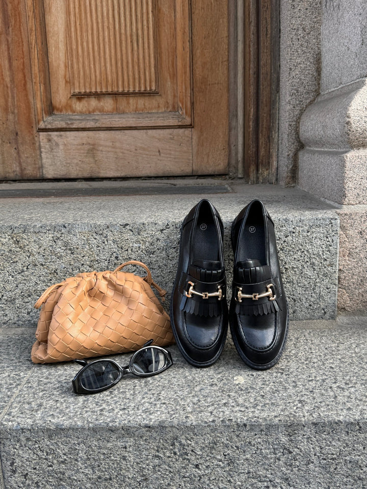 Lauren Fringe Loafers - Black