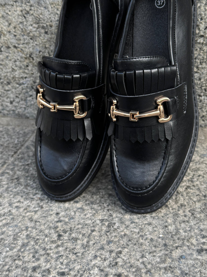 Lauren Fringe Loafers - Black