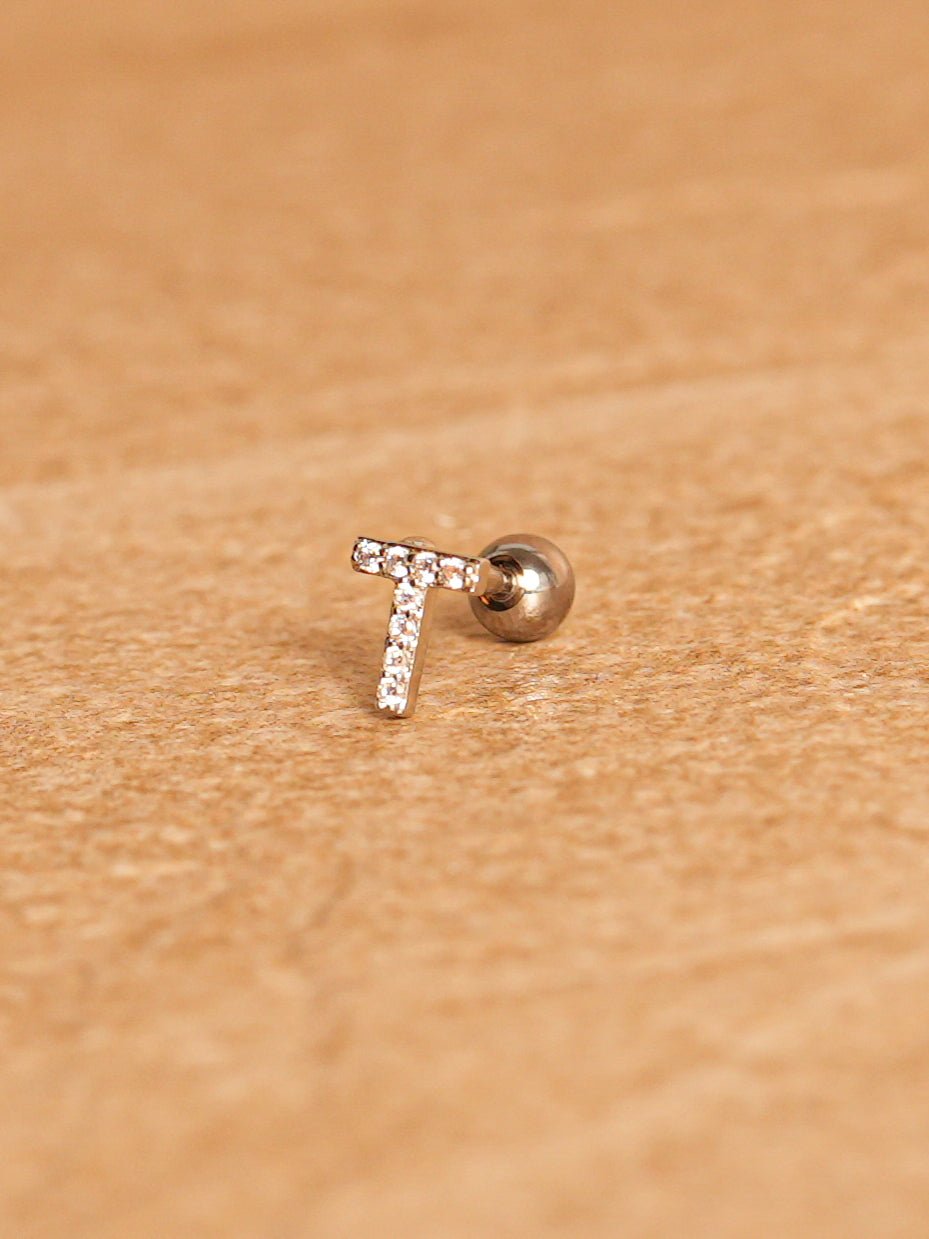 Letter Mini Earring - Silver Plated