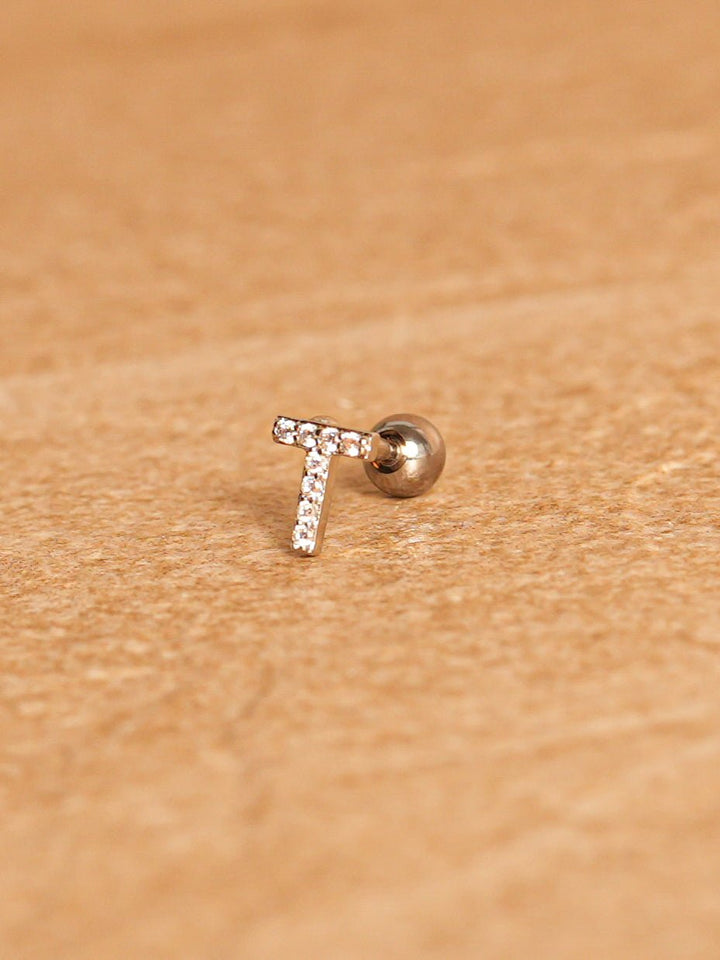 Letter Mini Earring - Silver Plated