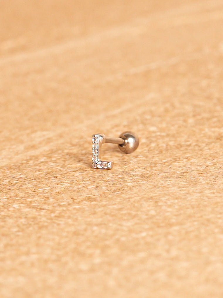 Letter Mini Earring - Silver Plated