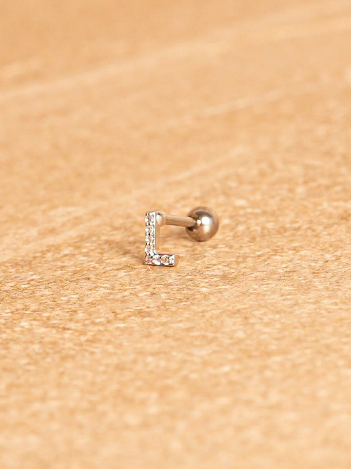 Letter Mini Earring - Silver Plated