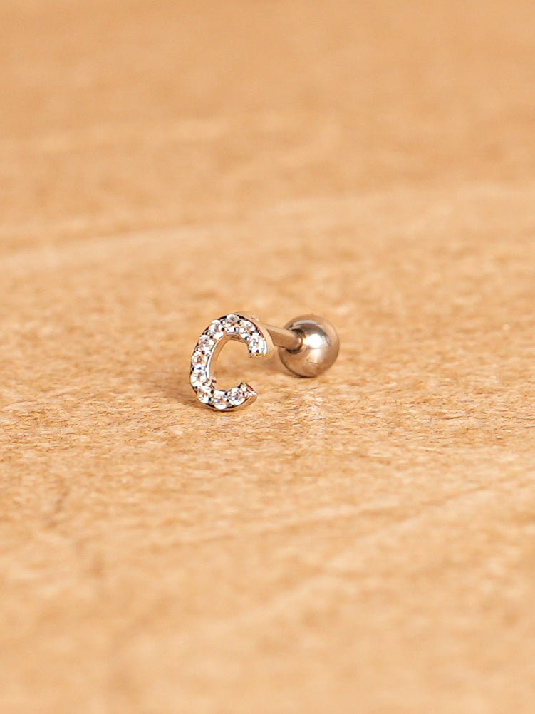 Letter Mini Earring - Silver Plated