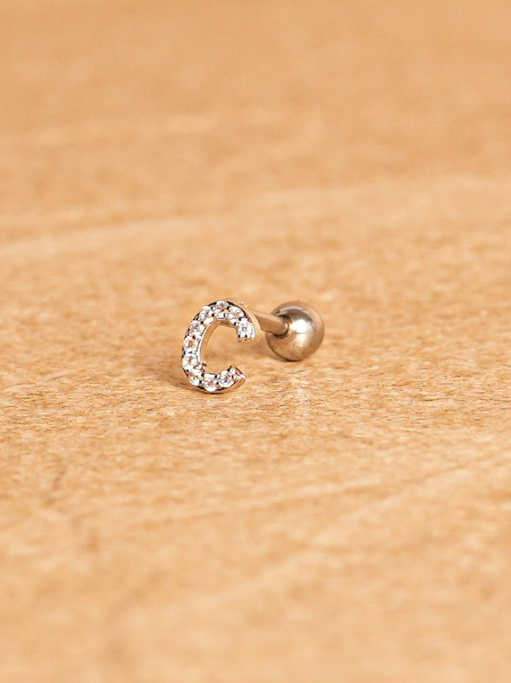 Letter Mini Earring - Silver Plated