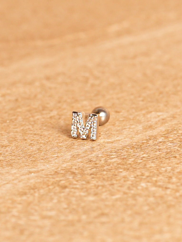 Letter Mini Earring - Silver Plated