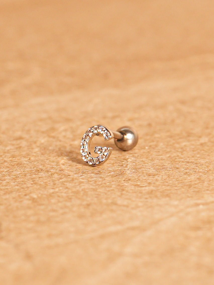 Letter Mini Earring - Silver Plated