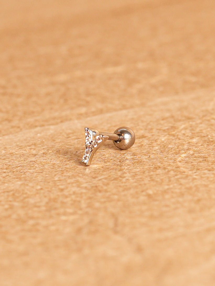 Letter Mini Earring - Silver Plated