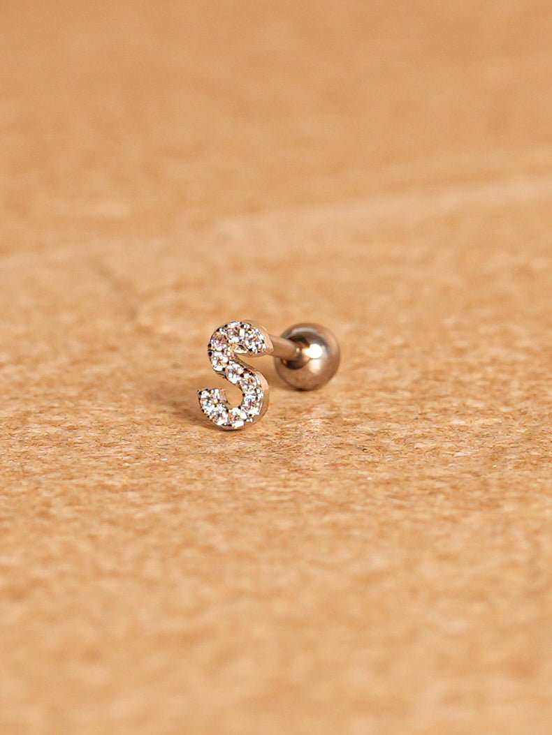 Letter Mini Earring - Silver Plated