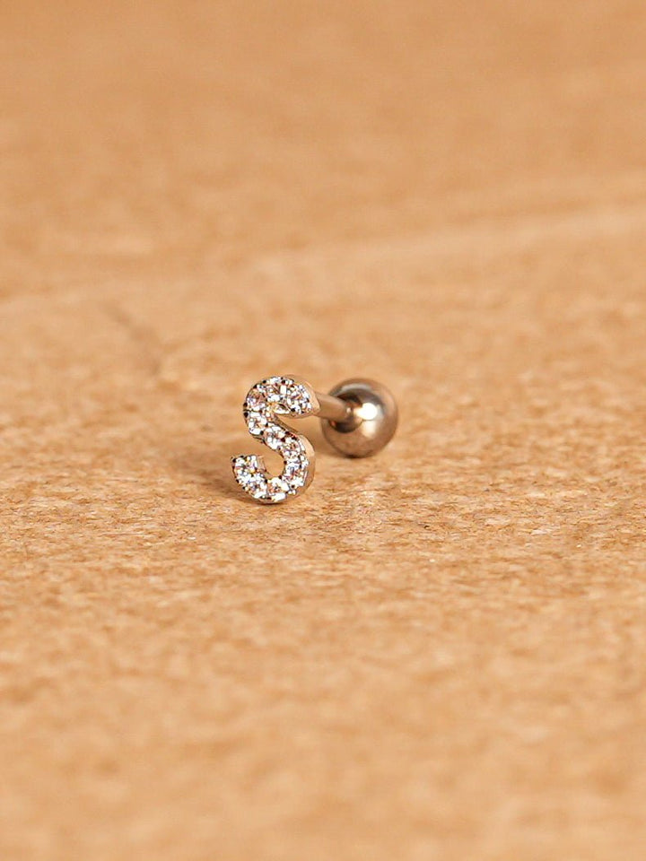 Letter Mini Earring - Silver Plated