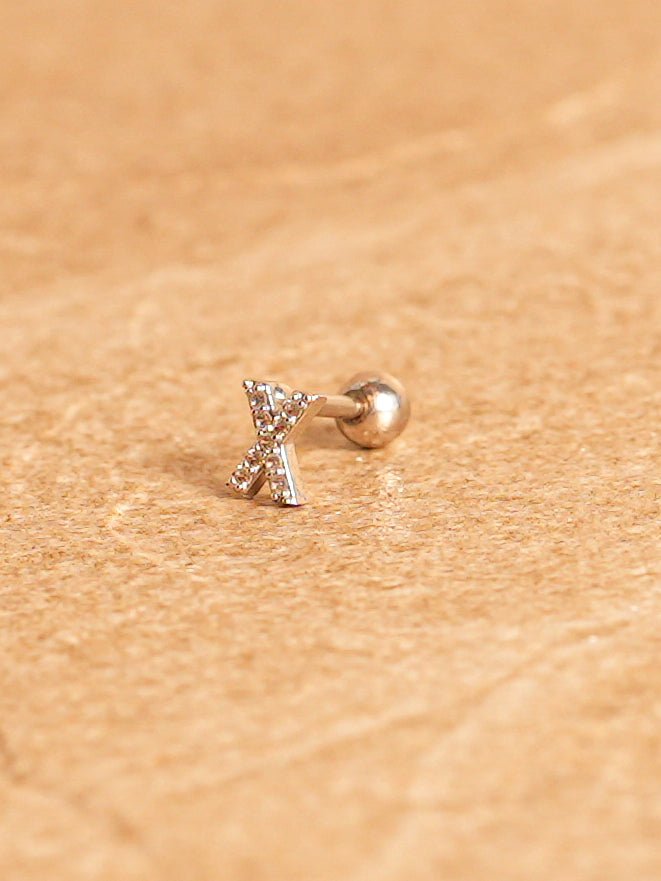 Letter Mini Earring - Silver Plated