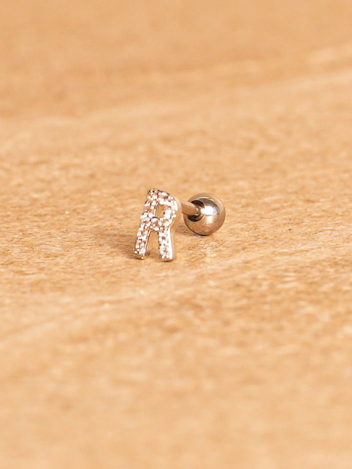 Letter Mini Earring - Silver Plated