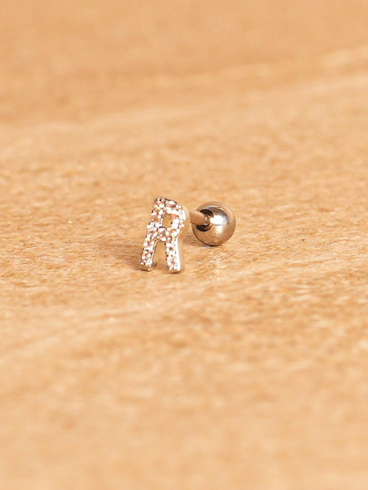 Letter Mini Earring - Silver Plated