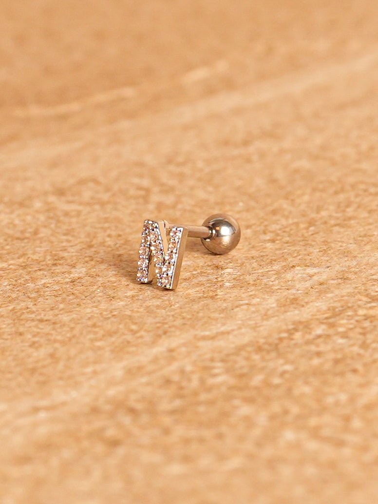 Letter Mini Earring - Silver Plated