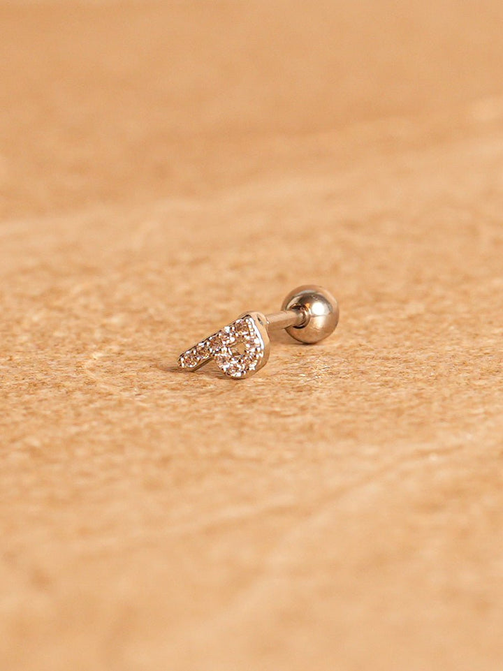 Letter Mini Earring - Silver Plated