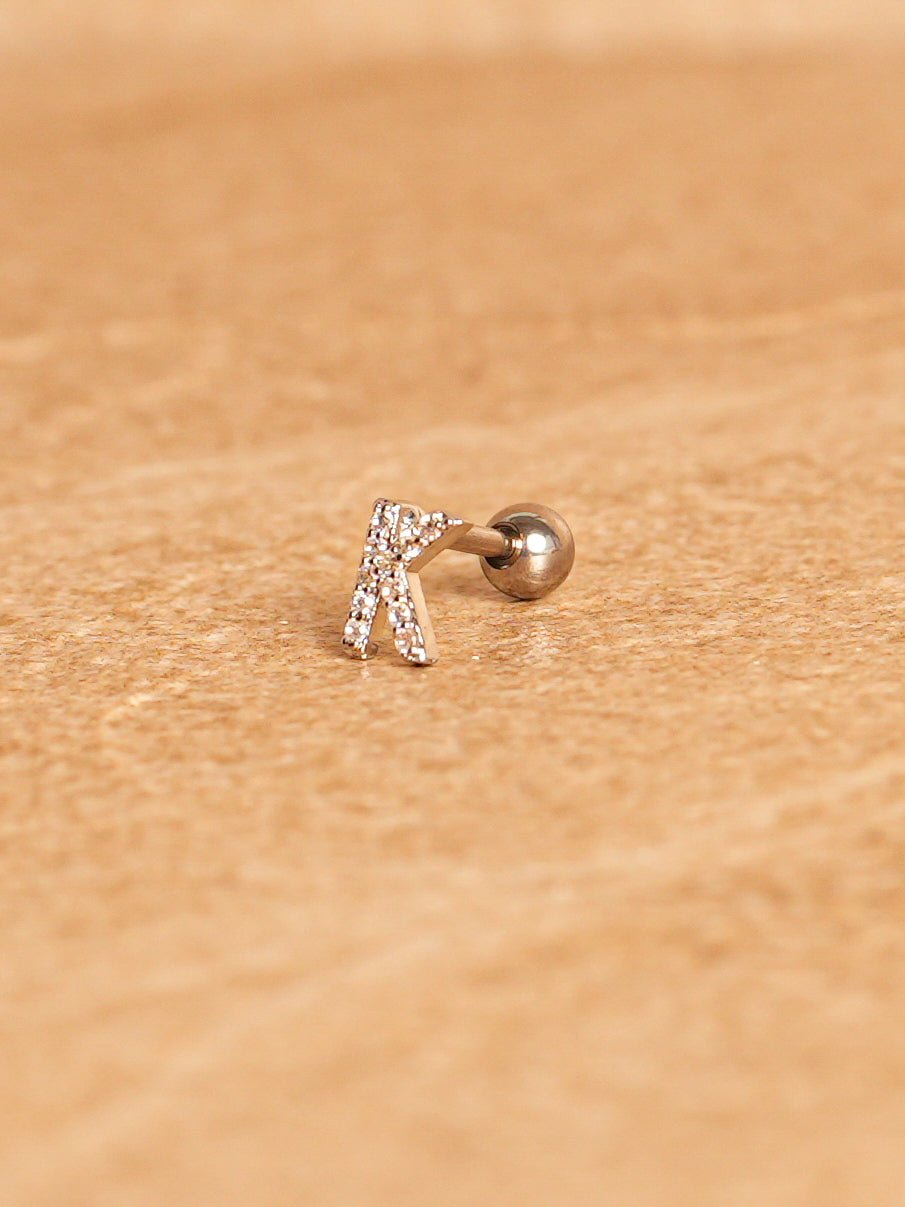 Letter Mini Earring - Silver Plated