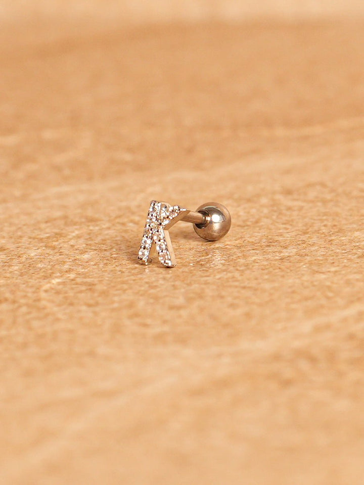 Letter Mini Earring - Silver Plated