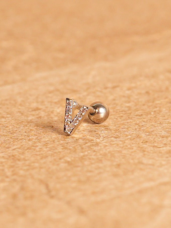 Letter Mini Earring - Silver Plated