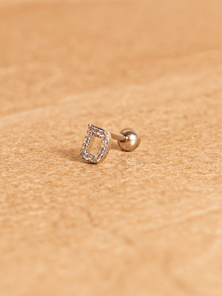 Letter Mini Earring - Silver Plated