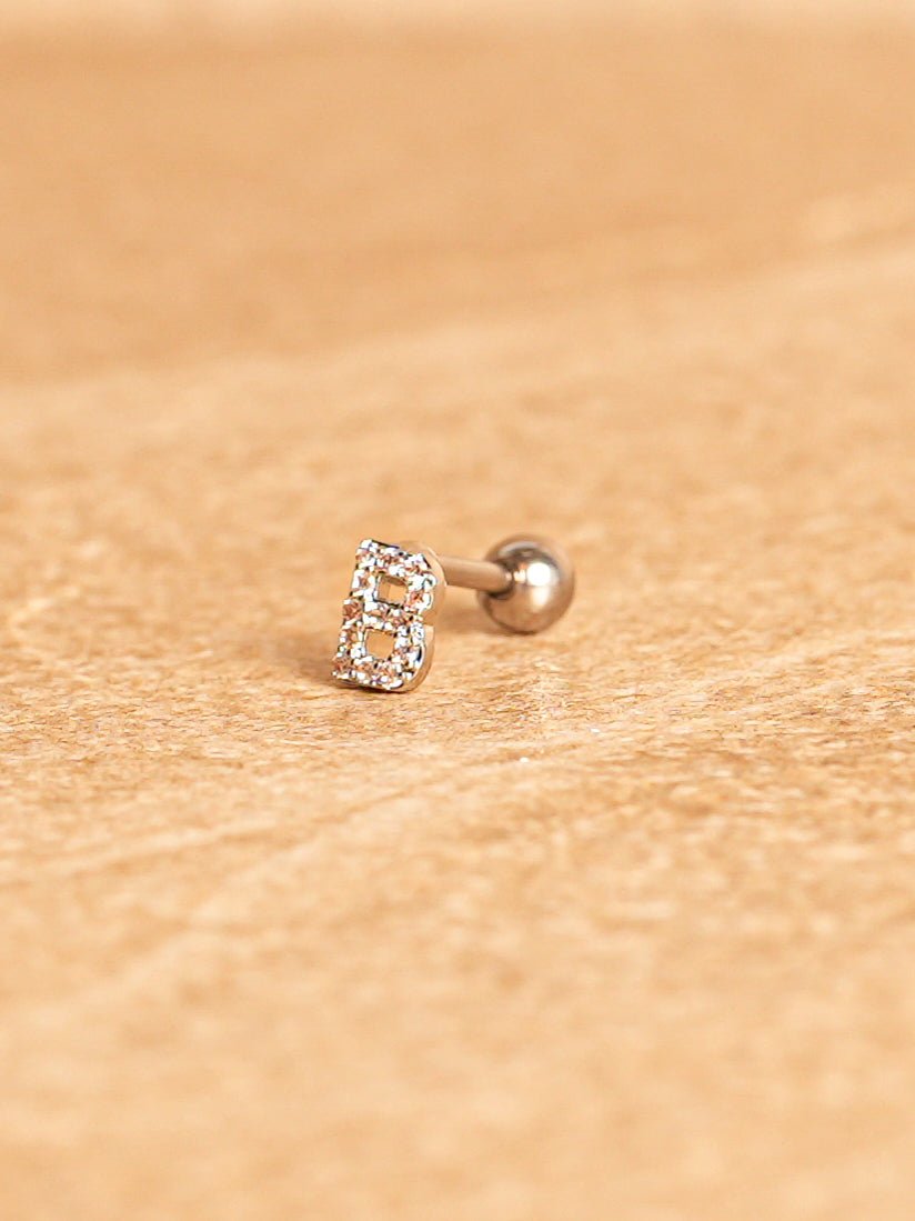 Letter Mini Earring - Silver Plated