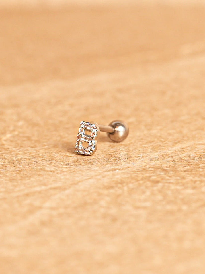 Letter Mini Earring - Silver Plated