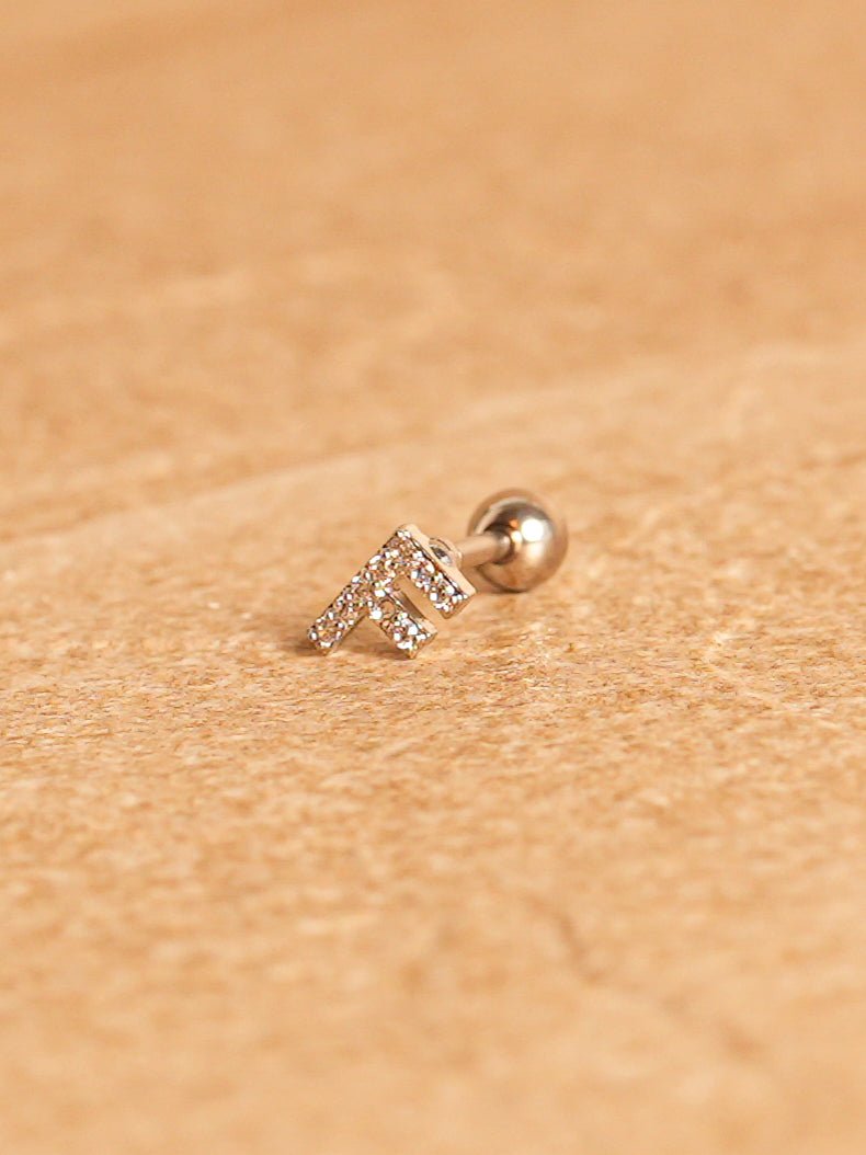 Letter Mini Earring - Silver Plated