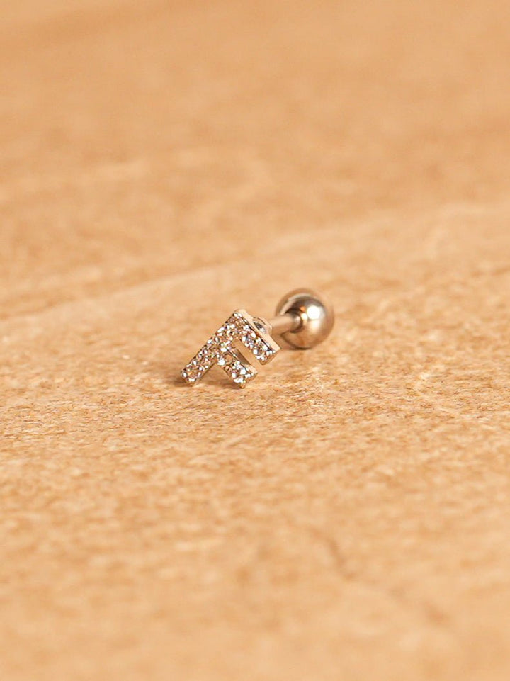 Letter Mini Earring - Silver Plated