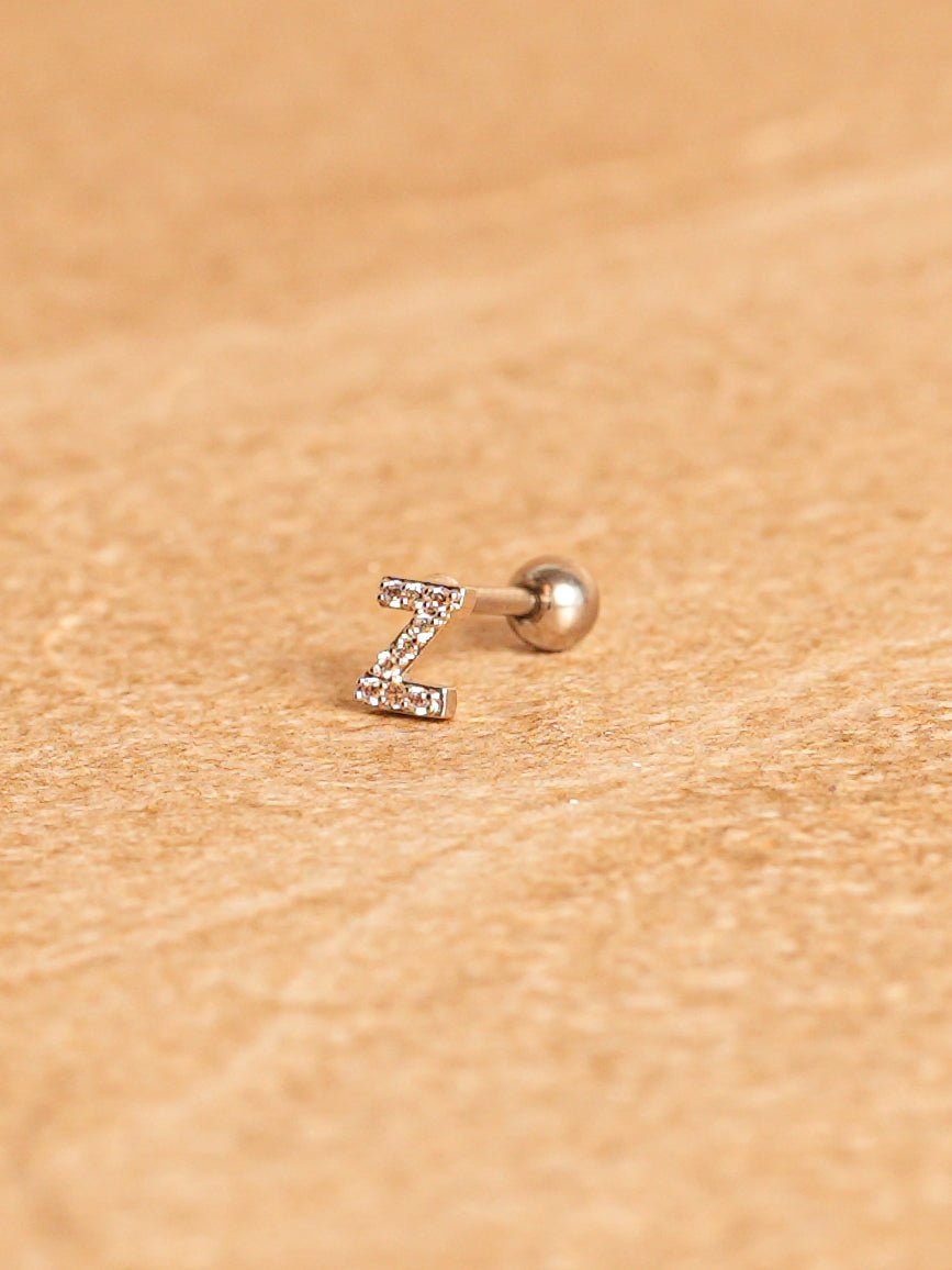 Letter Mini Earring - Silver Plated